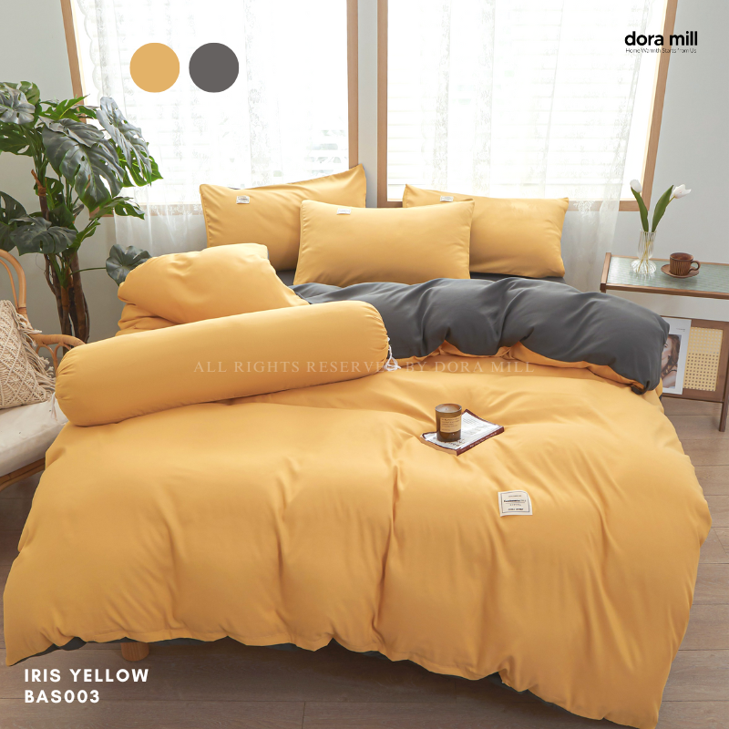 Dora Mill Plain Color Combed Cotton Quilt Cover Bedsheet Set #BAS