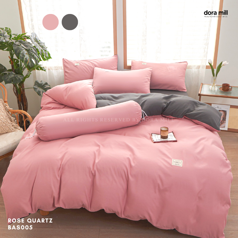 Dora Mill Plain Color Combed Cotton Quilt Cover Bedsheet Set #BAS