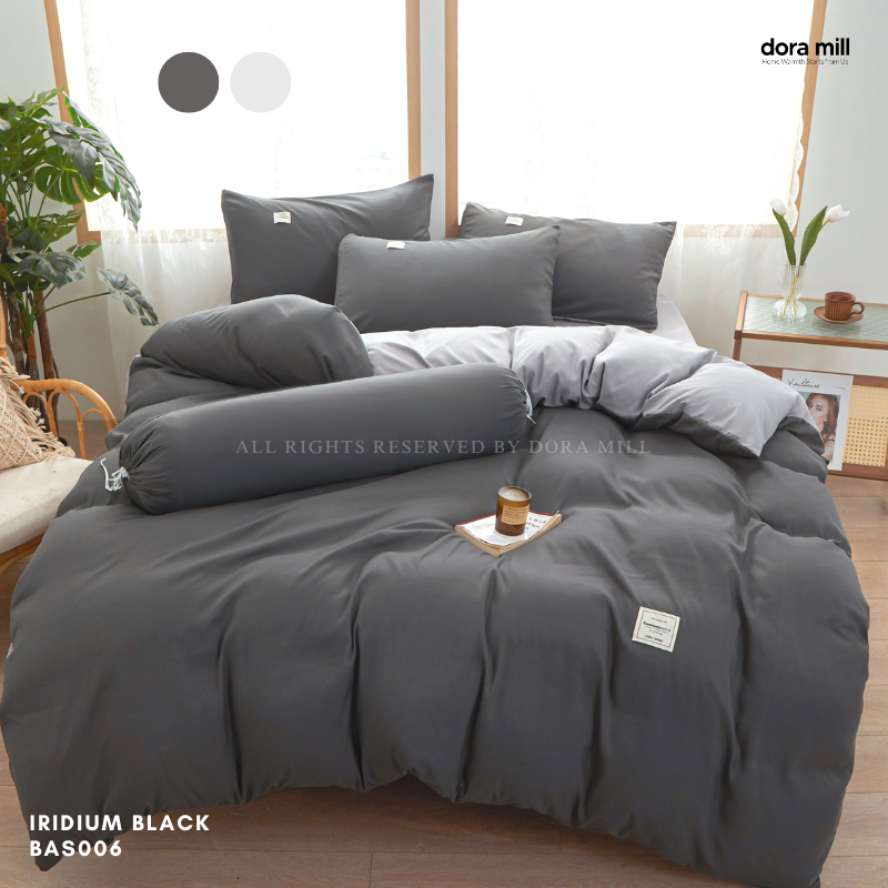 Dora Mill Plain Color Combed Cotton Quilt Cover Bedsheet Set #BAS