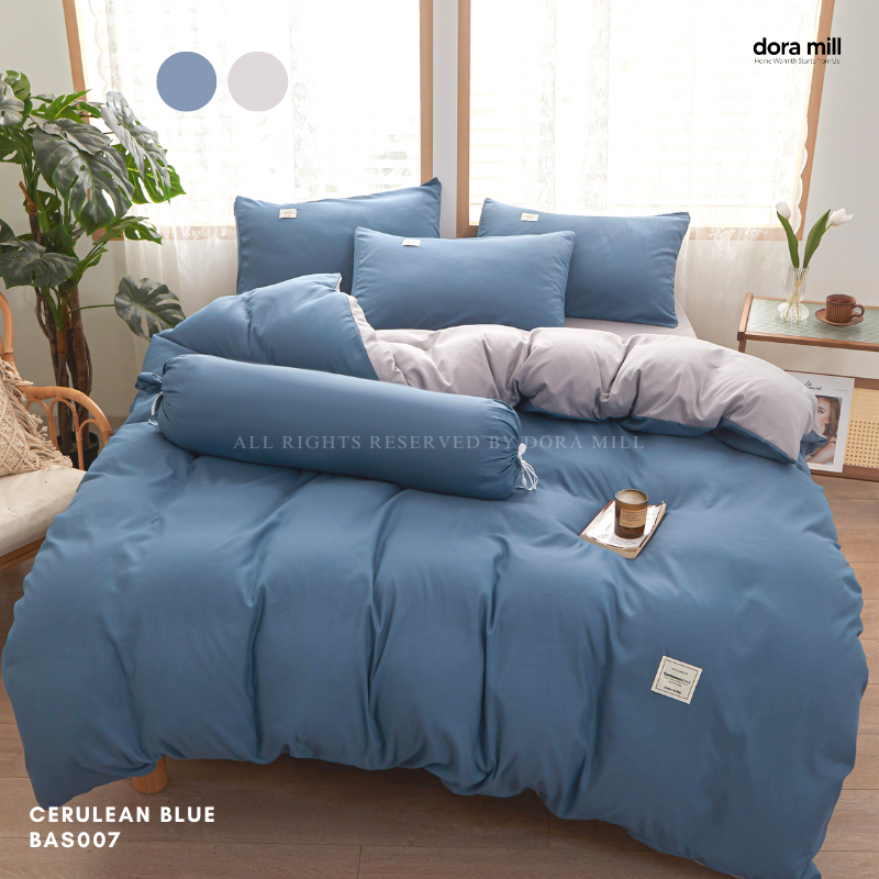 Dora Mill Plain Color Combed Cotton Quilt Cover Bedsheet Set #BAS