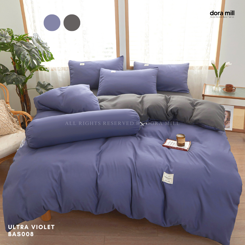 Dora Mill Plain Color Combed Cotton Quilt Cover Bedsheet Set #BAS