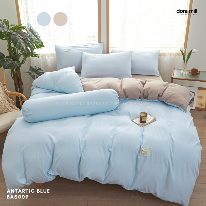Dora Mill Plain Color Combed Cotton Quilt Cover Bedsheet Set #BAS