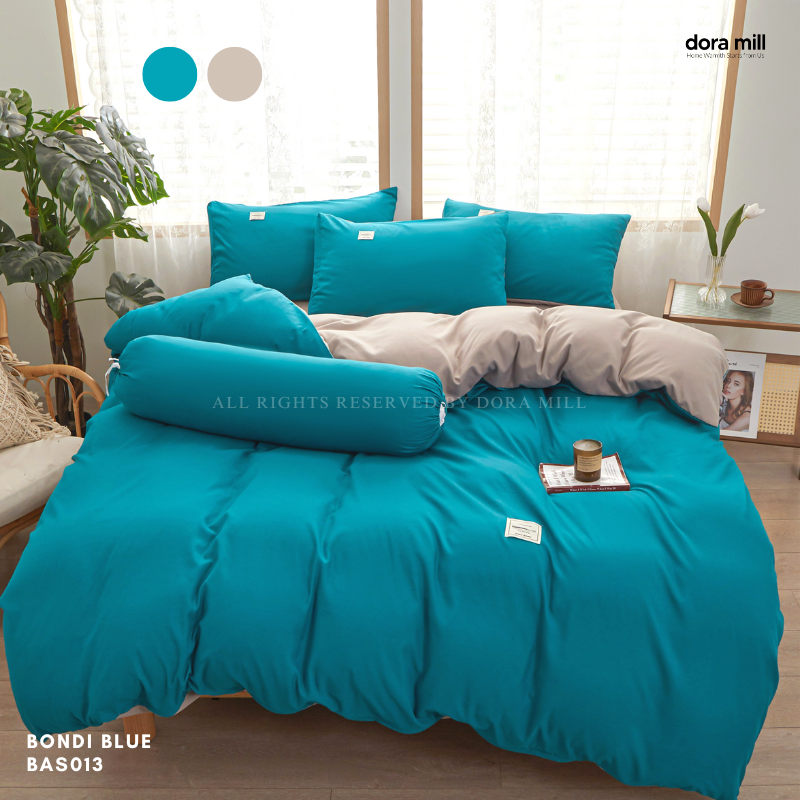 Dora Mill Plain Color Combed Cotton Quilt Cover Bedsheet Set #BAS