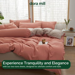 Dora Mill Plain Color Combed Cotton Quilt Cover Bedsheet Set #BAS