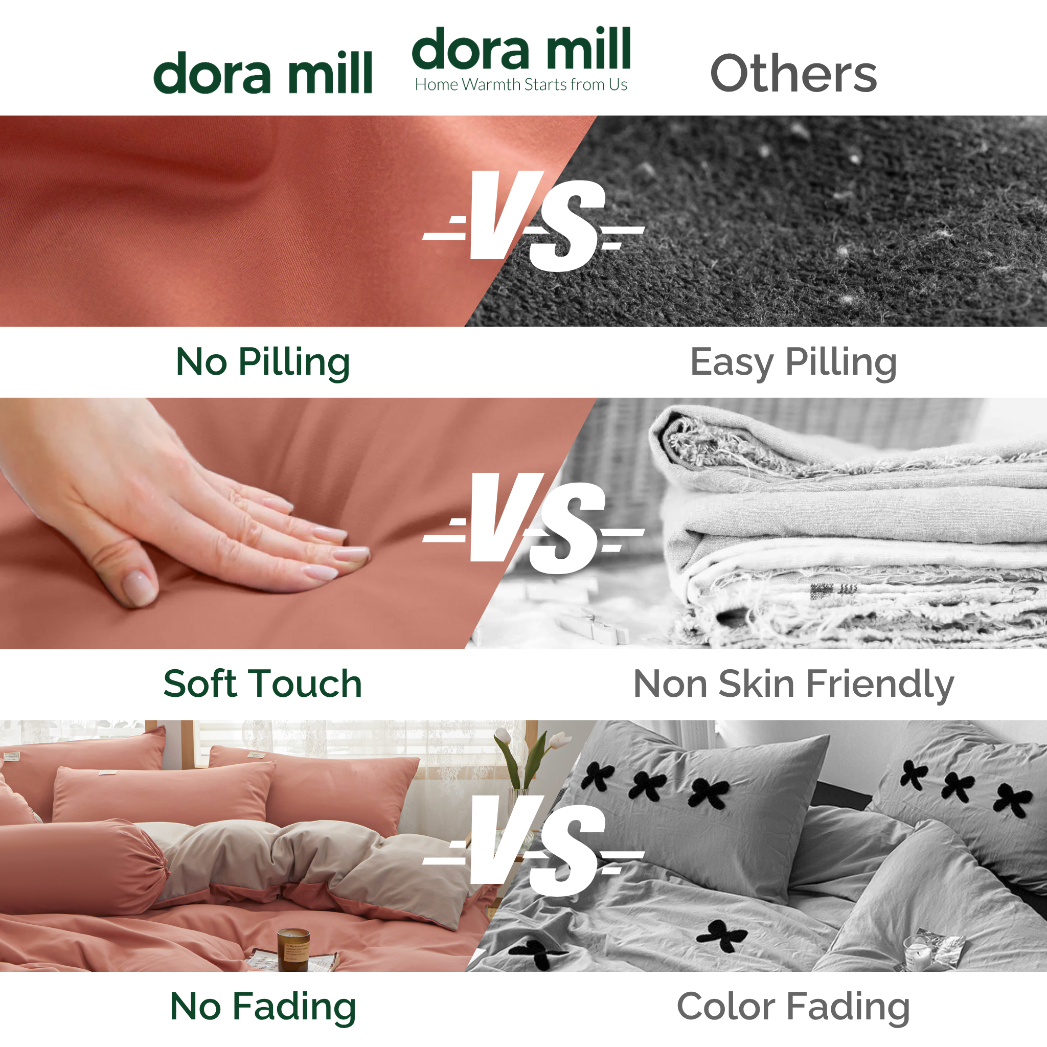 Dora Mill Plain Color Combed Cotton Quilt Cover Bedsheet Set #BAS