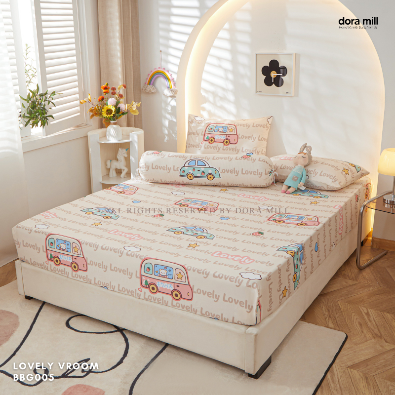 Set Cadar Dilengkapi Kapas Sikat 880TC Dora Mill dengan Sarung Bolster - Single/Queen/King