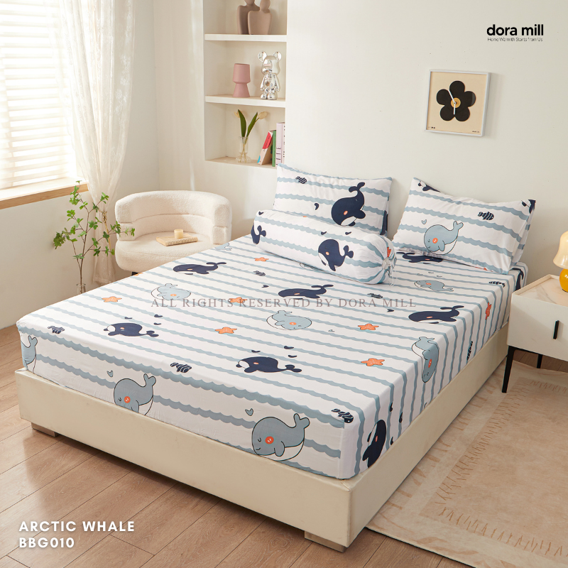 Set Cadar Dilengkapi Kapas Sikat 880TC Dora Mill dengan Sarung Bolster - Single/Queen/King