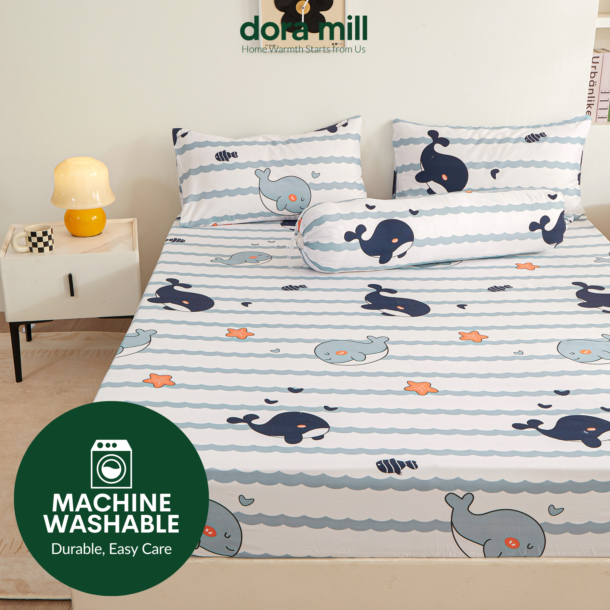 Dora Mill 880TC Combed Cotton Fitted Bedsheet Set with Bolster Case - Single/Queen/King