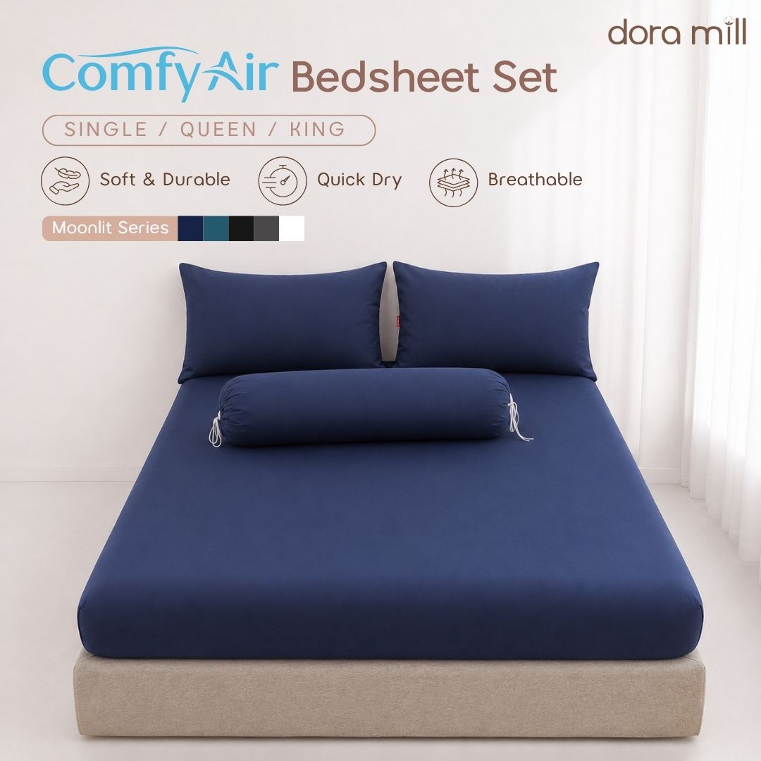 DORAMILL ConfyAir Plain Colour Fitted Bedsheet Set #BBP