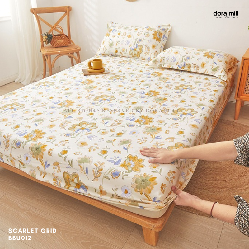 Set Cadar Linen Kapas Dicuci Dora Mill - Single/Queen/King