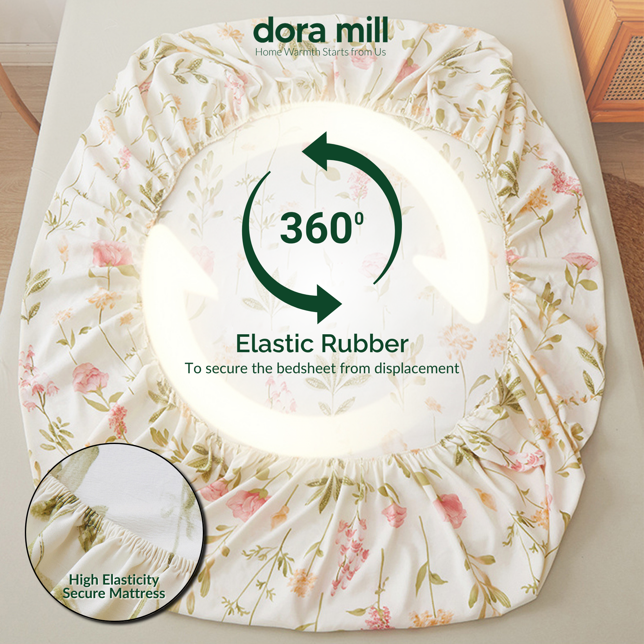 Dora Mill Washed Cotton Linen Bedsheet Set - Single/Queen/King