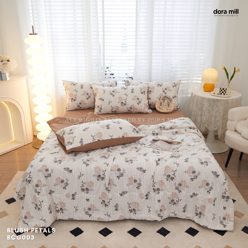 Cloud Cotton Bedding Set with Comforter Fitted Sheet and Pillowcases for Malaysia Weather #BCG