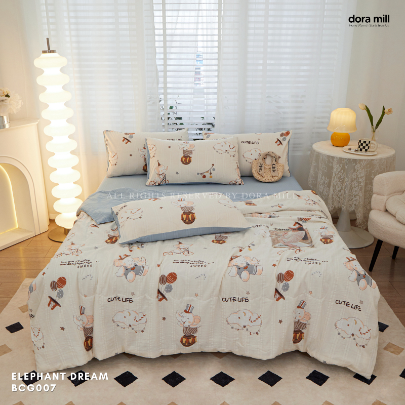 Cloud Cotton Bedding Set with Comforter Fitted Sheet and Pillowcases for Malaysia Weather #BCG