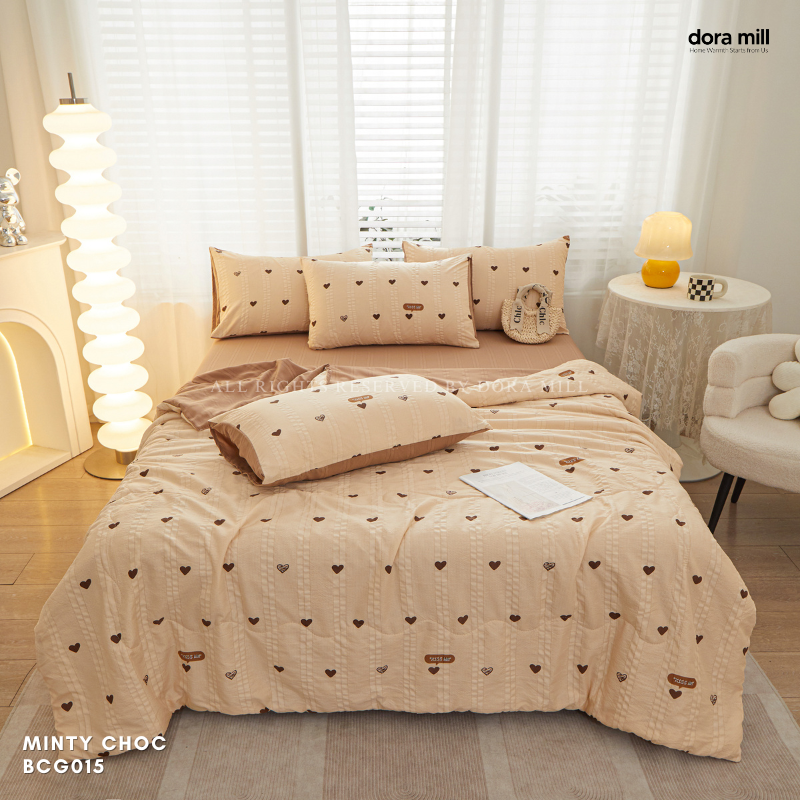 Cloud Cotton Bedding Set with Comforter Fitted Sheet and Pillowcases for Malaysia Weather #BCG