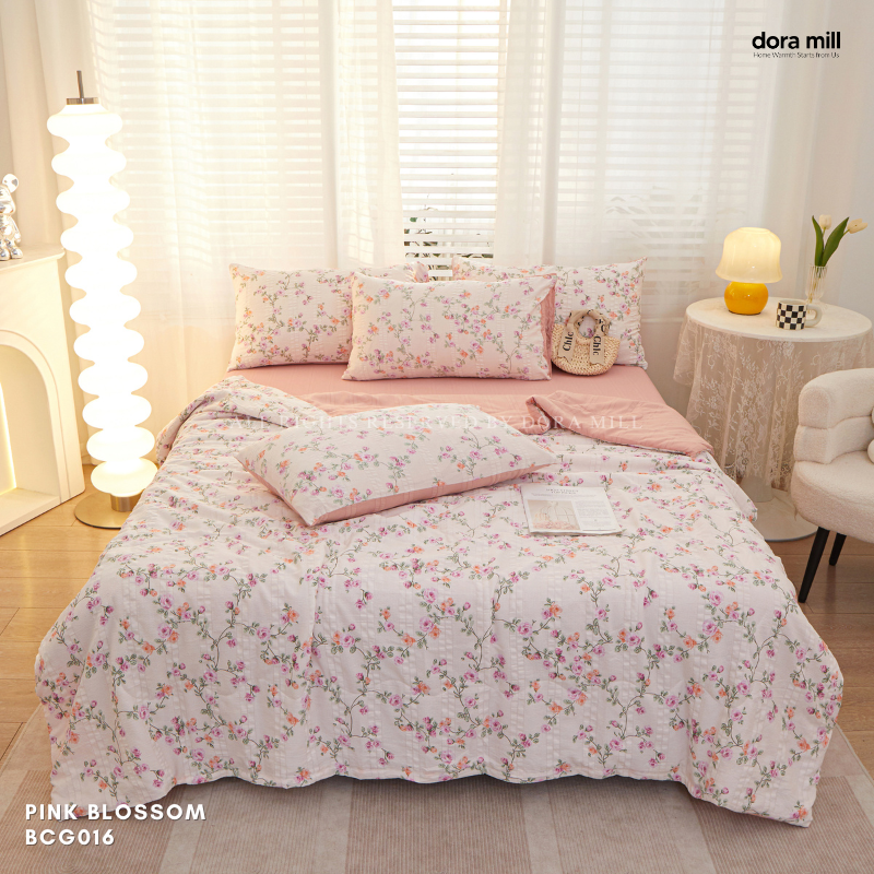 Cloud Cotton Bedding Set with Comforter Fitted Sheet and Pillowcases for Malaysia Weather #BCG