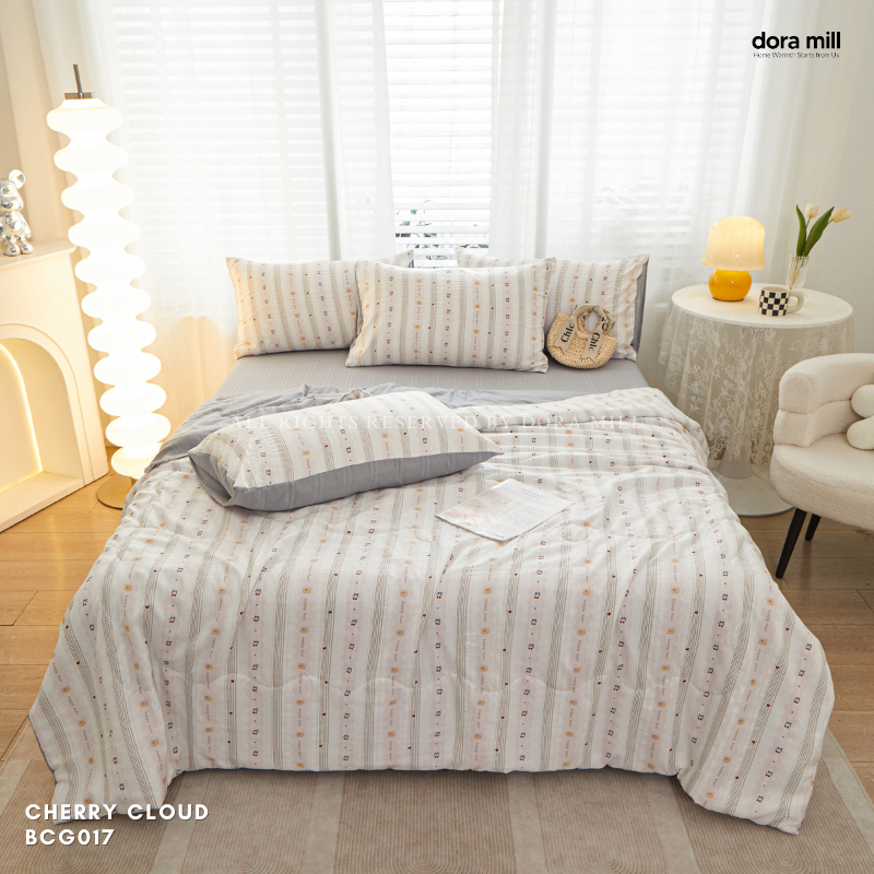 Set Tempat Tidur Kapas Awan dengan Cadar dan Sarung Bantal Dilengkapi Comforter untuk Cuaca Malaysia #BCG