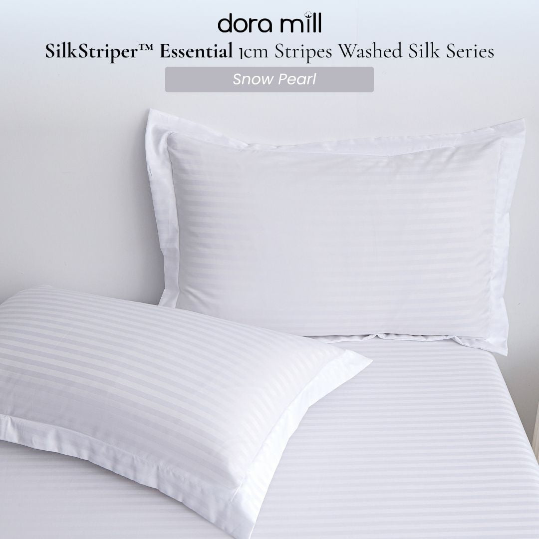 Set Tempat Tidur Koleksi Hotel Stripe 3cm dengan Sarung Bantal Sarung Kuilt dan Bolster oleh Dora Mill#BCY