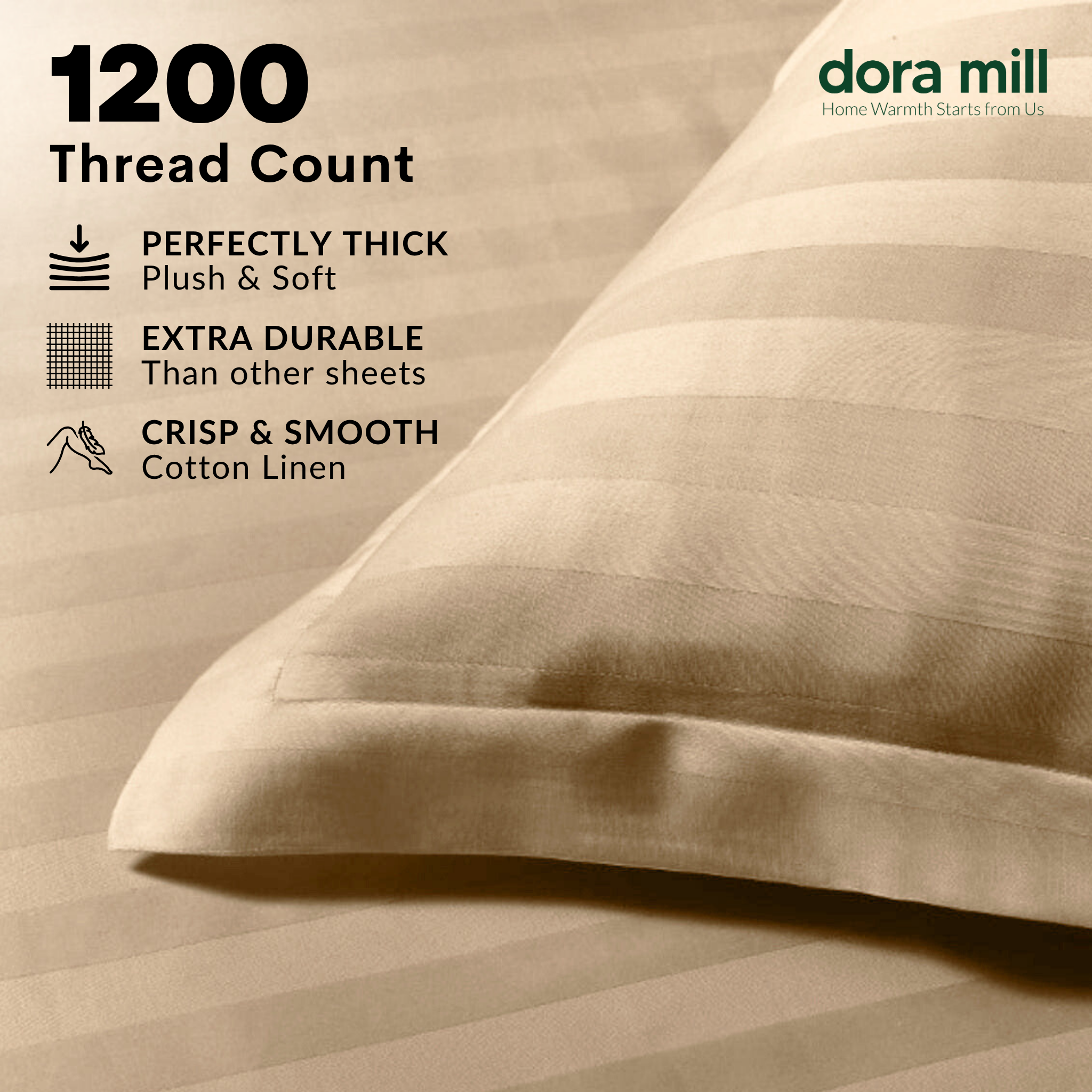 Set Tempat Tidur Koleksi Hotel Stripe 3cm dengan Sarung Bantal Sarung Kuilt dan Bolster oleh Dora Mill#BCY