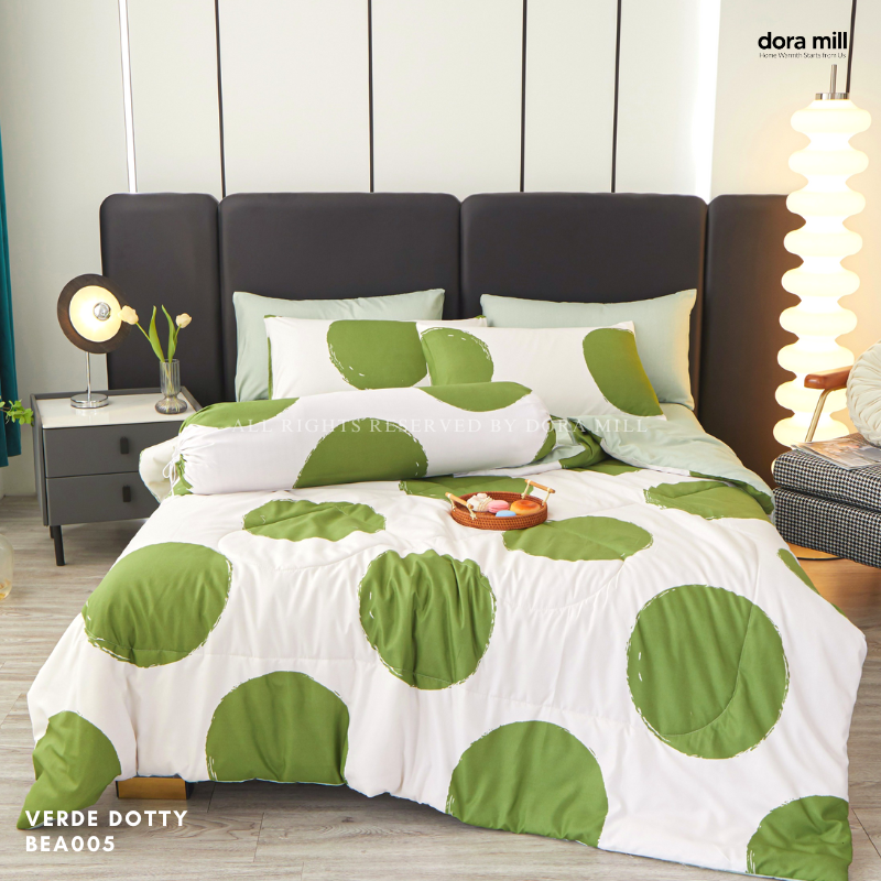 Dora Mill Combed Cotton 7-in-1 Bedsheet Set with Comforter & Bolster Case - Queen/King #BEA