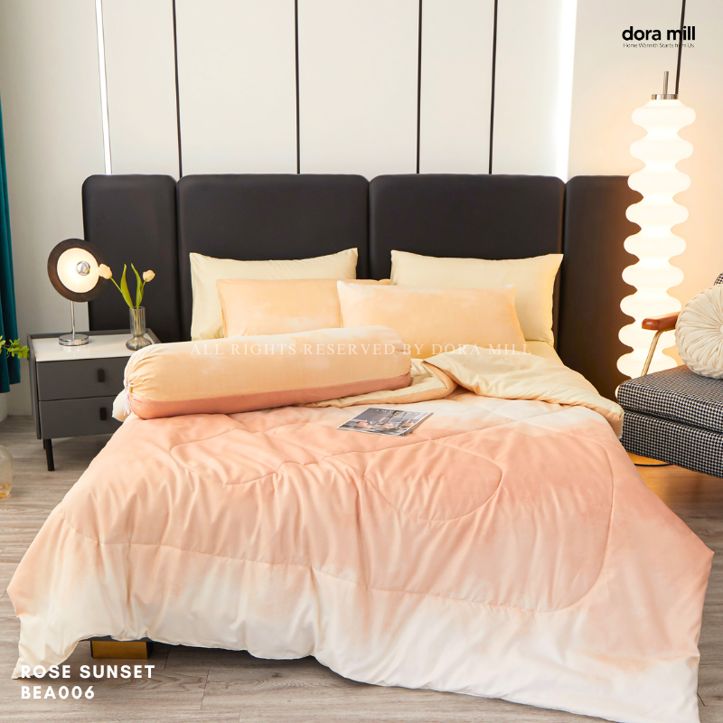 Dora Mill Combed Cotton 7-in-1 Bedsheet Set with Comforter & Bolster Case - Queen/King #BEA