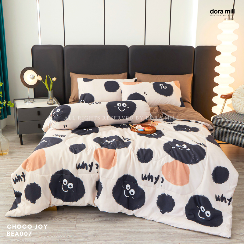 Dora Mill Combed Cotton 7-in-1 Bedsheet Set with Comforter & Bolster Case - Queen/King #BEA