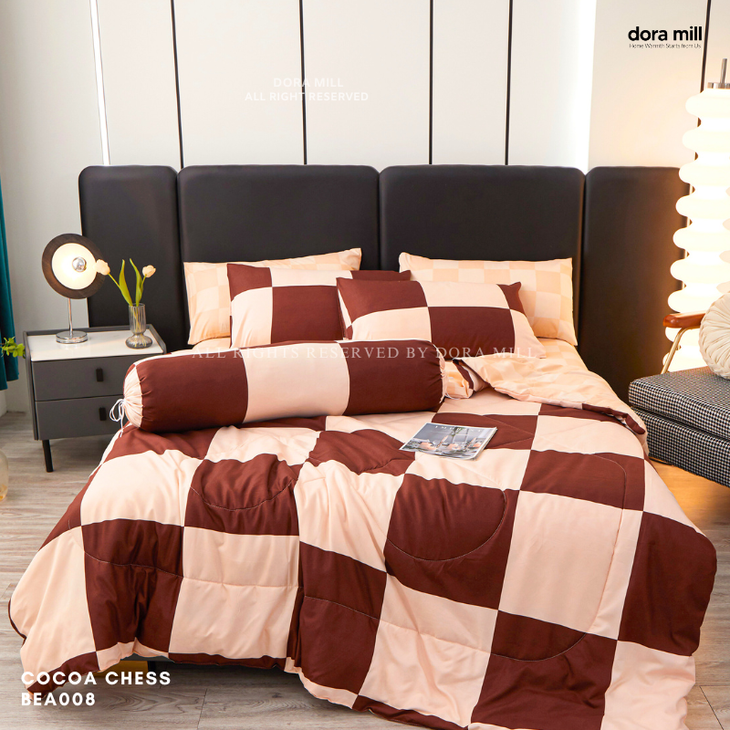 Dora Mill Combed Cotton 7-in-1 Bedsheet Set with Comforter & Bolster Case - Queen/King #BEA