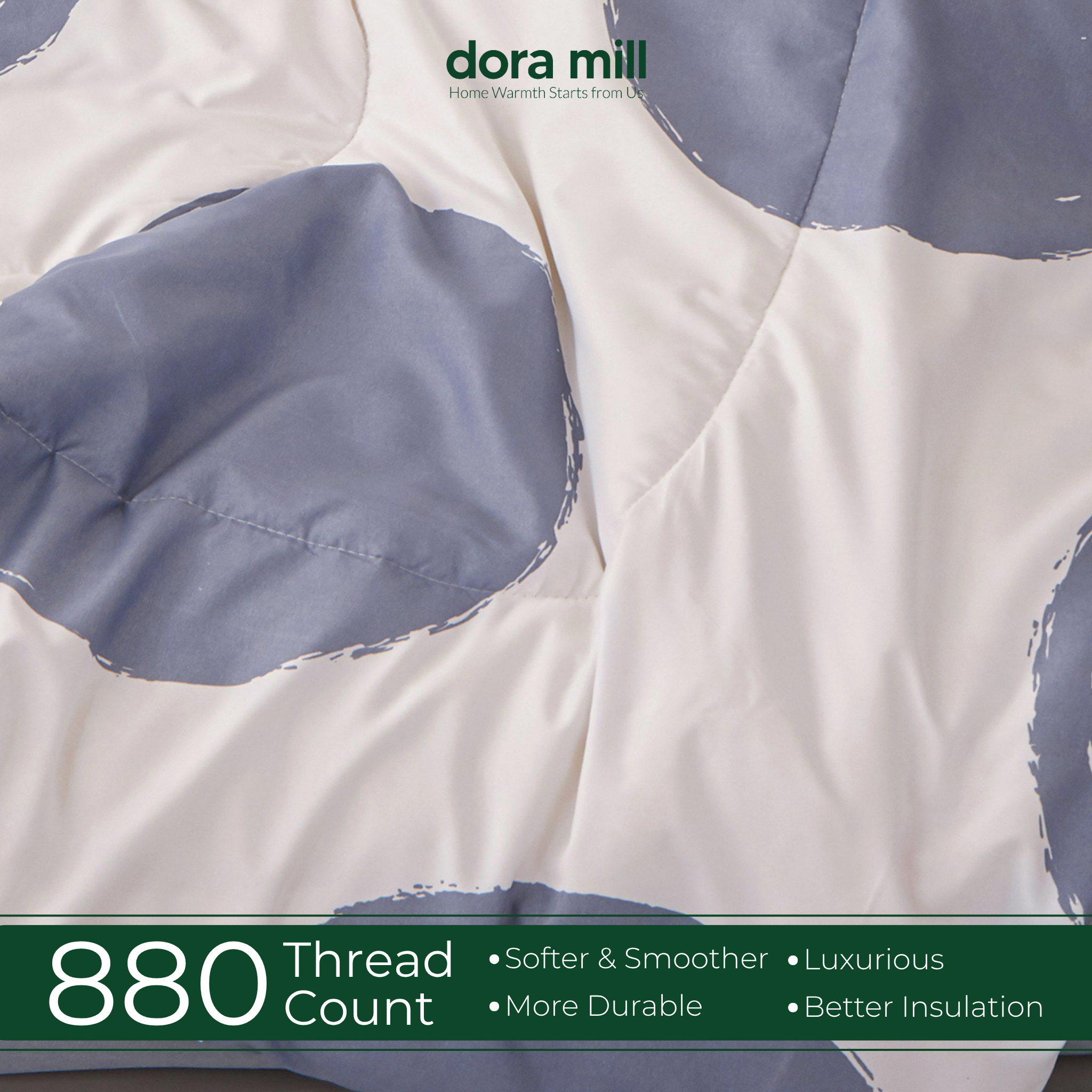 Dora Mill Combed Cotton 7-in-1 Bedsheet Set with Comforter & Bolster Case - Queen/King #BEA