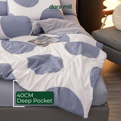 Dora Mill Combed Cotton 7-in-1 Bedsheet Set with Comforter & Bolster Case - Queen/King #BEA
