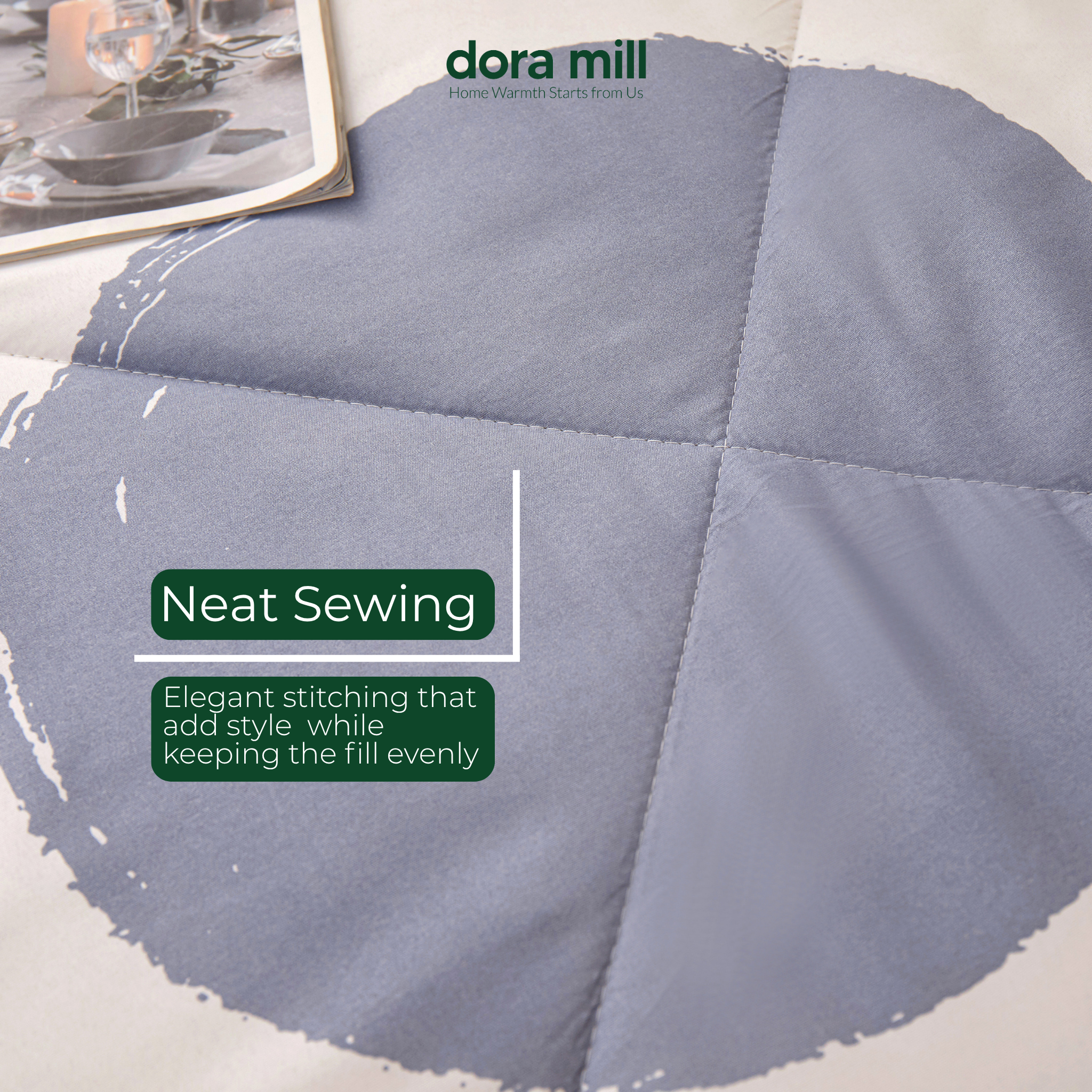 Dora Mill Combed Cotton 7-in-1 Bedsheet Set with Comforter & Bolster Case - Queen/King #BEA