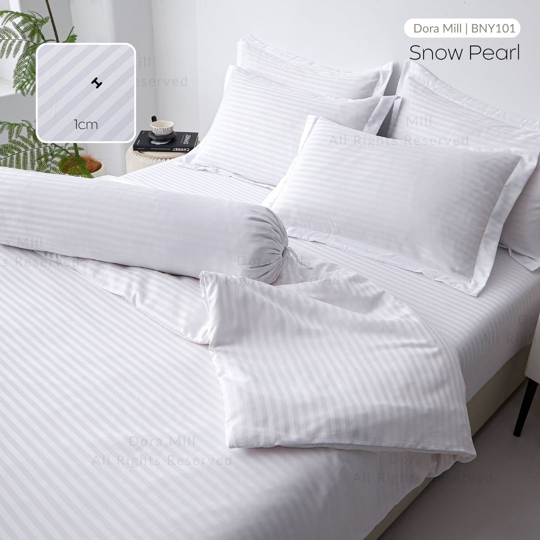 Penutup Kuilt Koleksi Hotel Dora Mill 3cm Stripe – Sarung Duvet Linen Kapas Elegan dengan Kemasan Satin #BNY