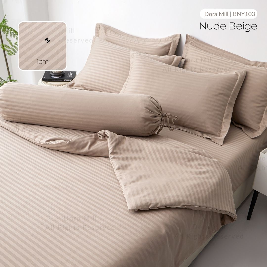 Penutup Kuilt Koleksi Hotel Dora Mill 3cm Stripe – Sarung Duvet Linen Kapas Elegan dengan Kemasan Satin #BNY
