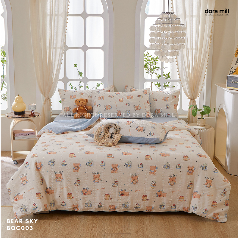 Dora Mill Cloud Cotton Quilt Cover Bedsheet Set - Super Single/ Queen/ King #BQC