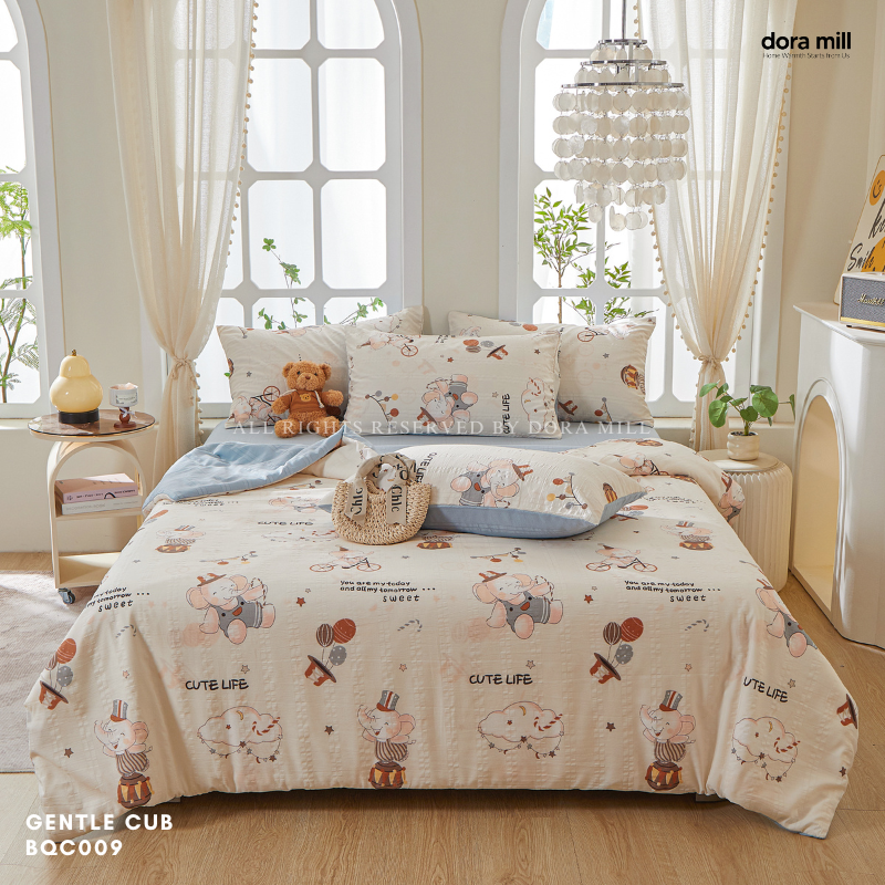 Dora Mill Cloud Cotton Quilt Cover Bedsheet Set - Super Single/ Queen/ King #BQC