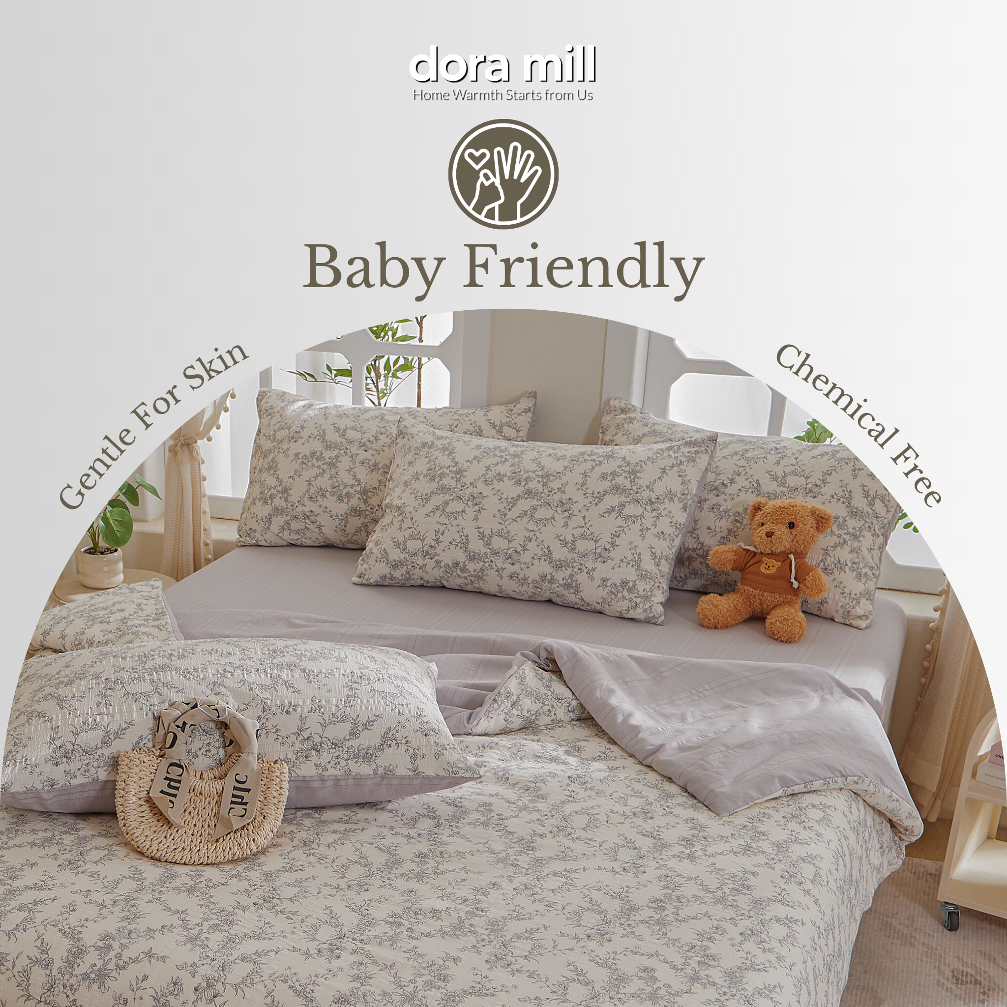 Dora Mill Cloud Cotton Quilt Cover Bedsheet Set - Super Single/ Queen/ King #BQC