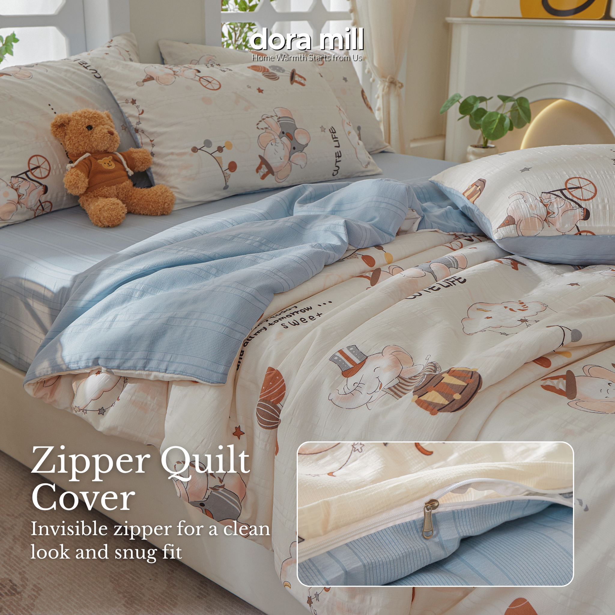 Dora Mill Cloud Cotton Quilt Cover Bedsheet Set - Super Single/ Queen/ King #BQC