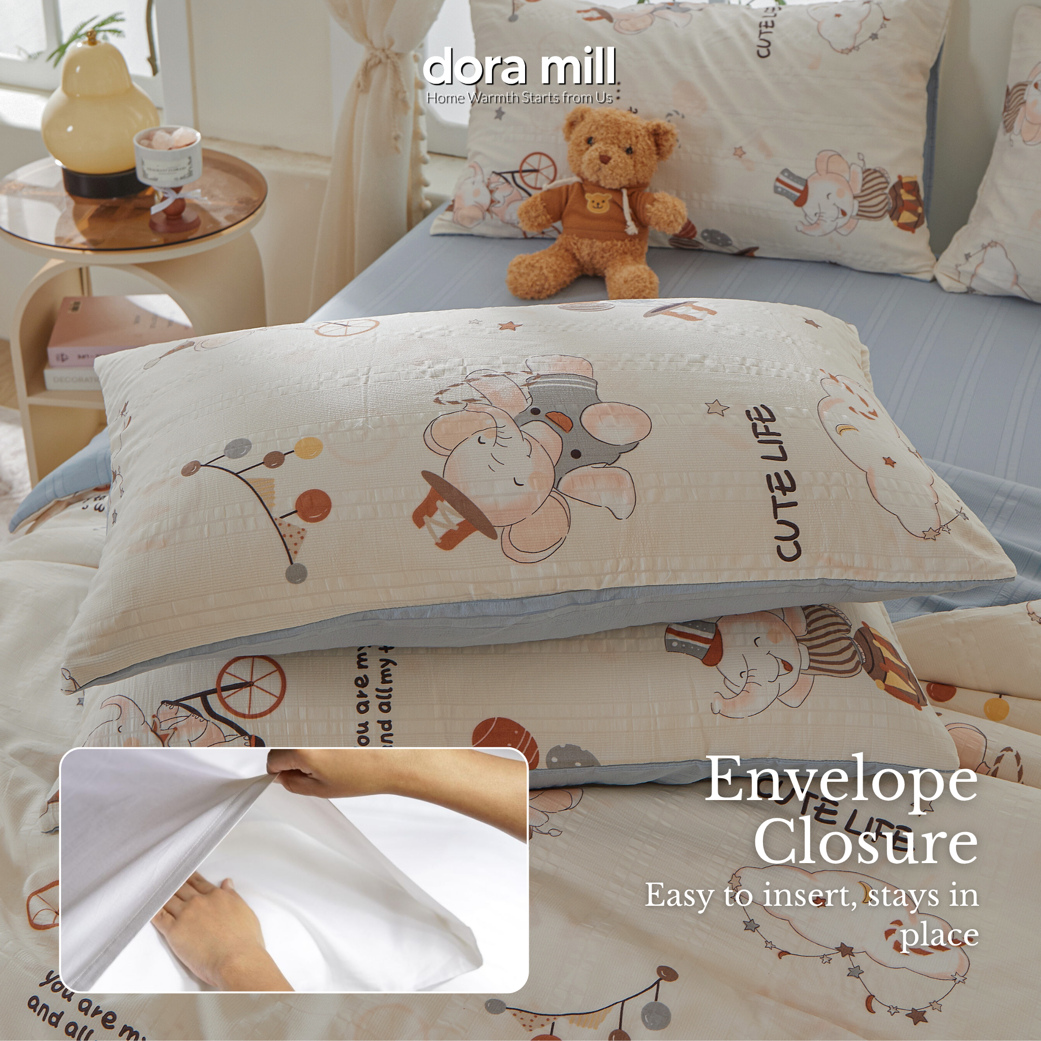Dora Mill Cloud Cotton Quilt Cover Bedsheet Set - Super Single/ Queen/ King #BQC