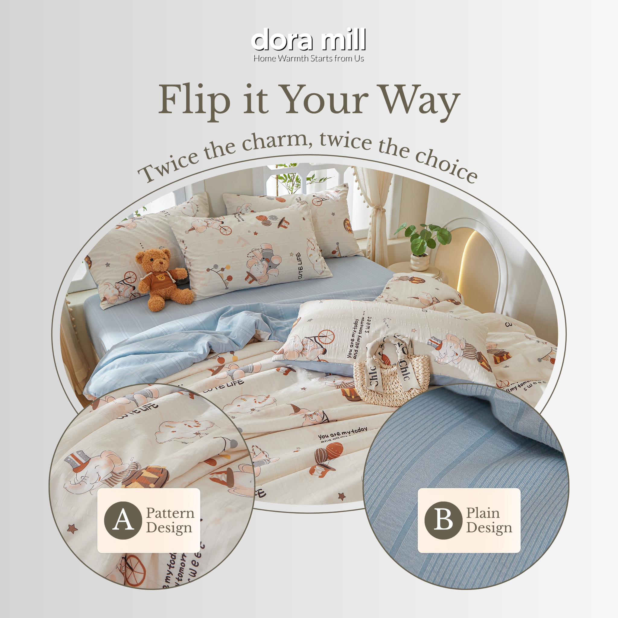 Dora Mill Cloud Cotton Quilt Cover Bedsheet Set - Super Single/ Queen/ King #BQC