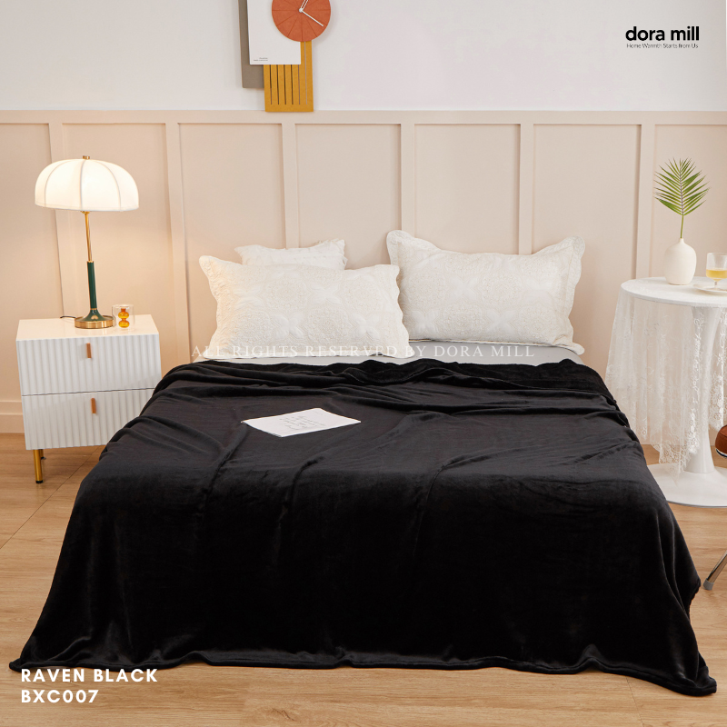 Plain Coral Velvet Fleece Blanket Ultra Soft Warm Throw for Bed or Sofa DORA MILL #BXC