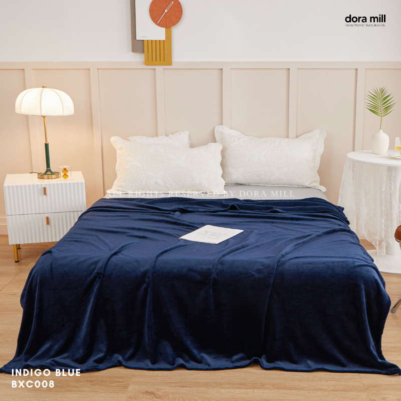 Plain Coral Velvet Fleece Blanket Ultra Soft Warm Throw for Bed or Sofa DORA MILL #BXC