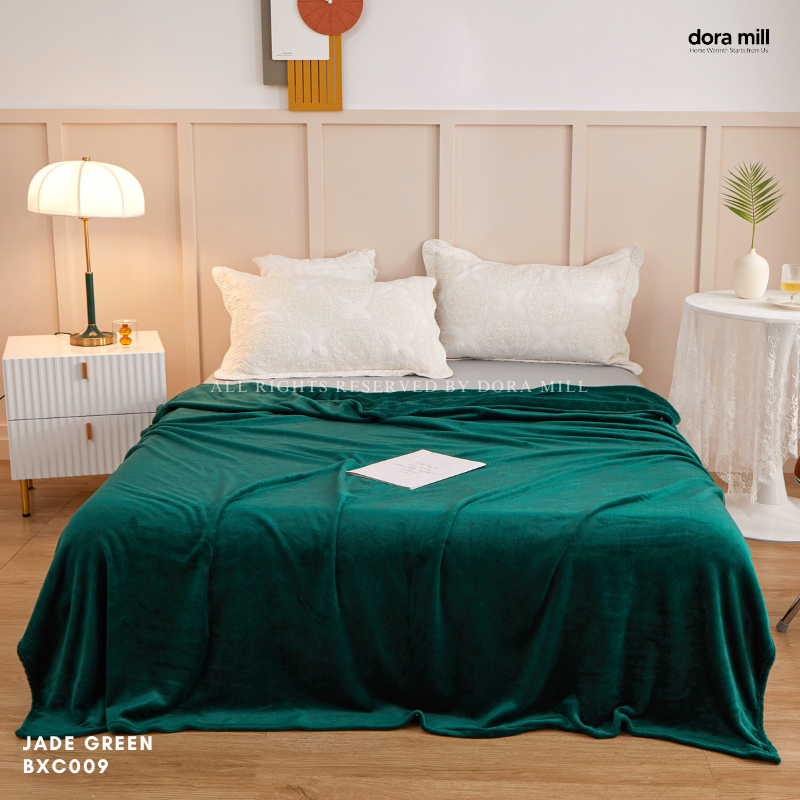 Plain Coral Velvet Fleece Blanket Ultra Soft Warm Throw for Bed or Sofa DORA MILL #BXC