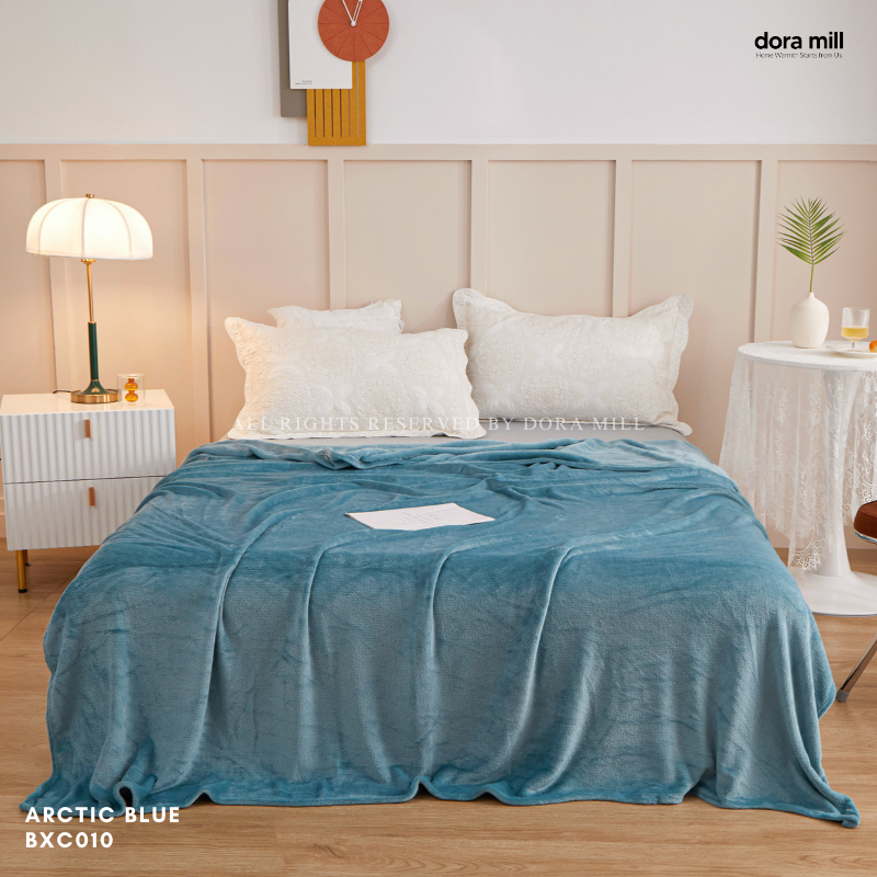 Plain Coral Velvet Fleece Blanket Ultra Soft Warm Throw for Bed or Sofa DORA MILL #BXC