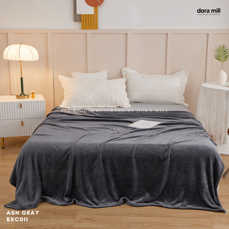 Plain Coral Velvet Fleece Blanket Ultra Soft Warm Throw for Bed or Sofa DORA MILL #BXC