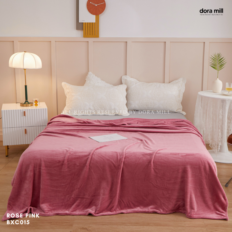 Plain Coral Velvet Fleece Blanket Ultra Soft Warm Throw for Bed or Sofa DORA MILL #BXC