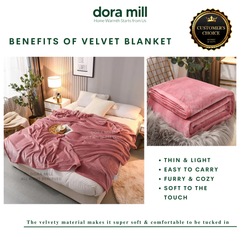 Plain Coral Velvet Fleece Blanket Ultra Soft Warm Throw for Bed or Sofa DORA MILL #BXC
