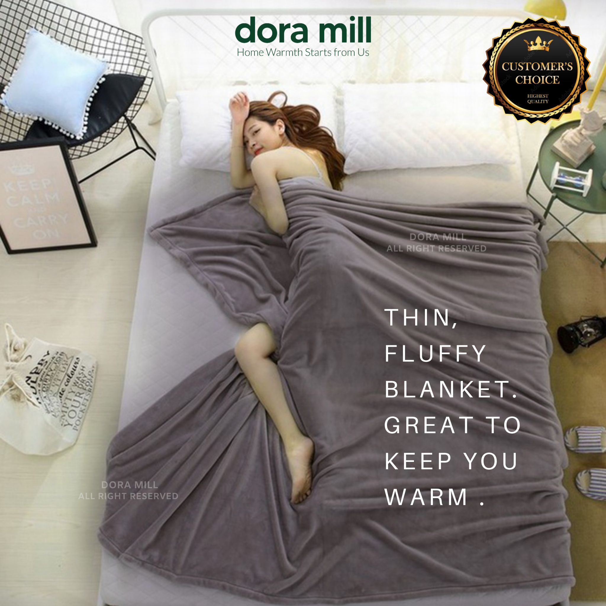 Plain Coral Velvet Fleece Blanket Ultra Soft Warm Throw for Bed or Sofa DORA MILL #BXC