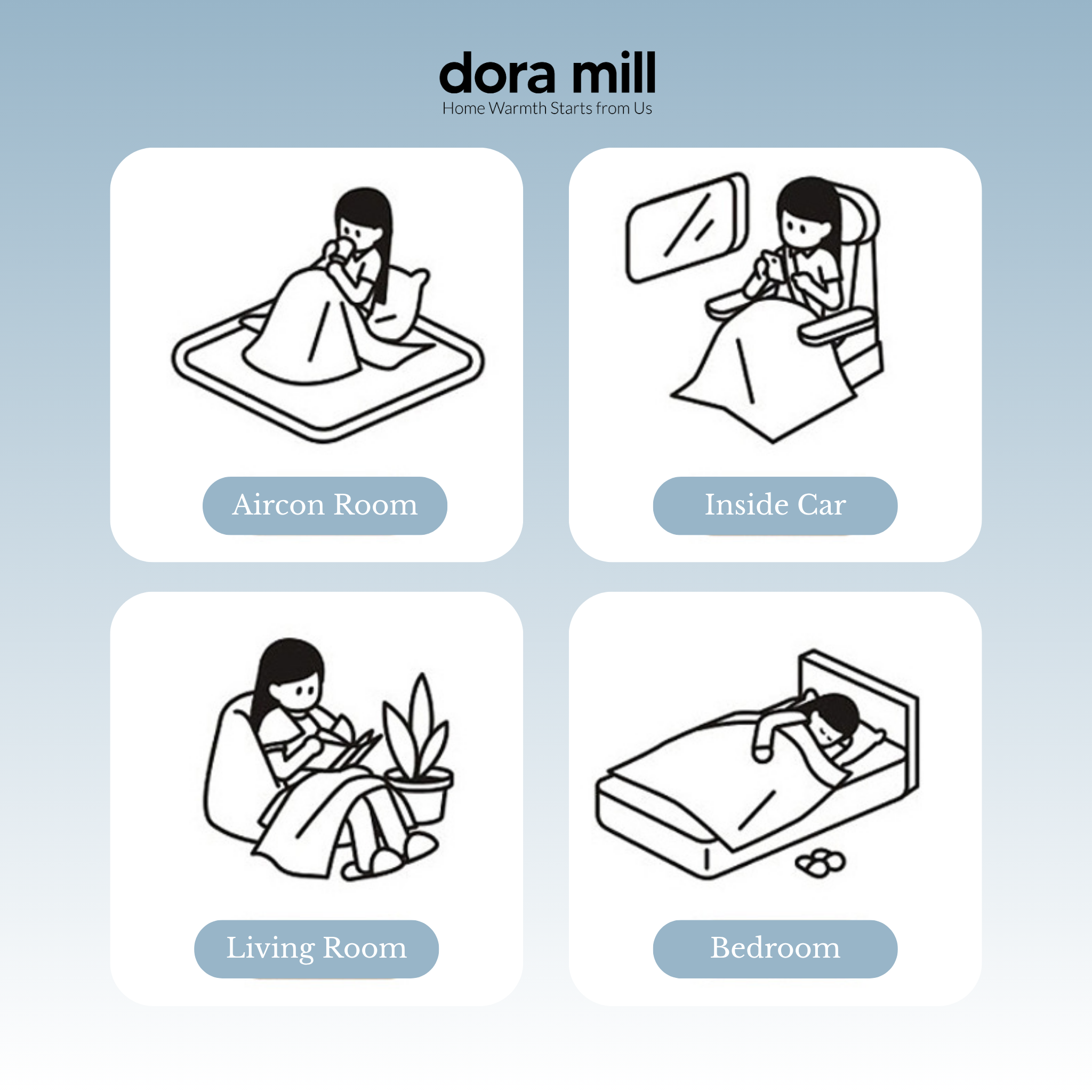 Dora Mill Plain Flannel Jacquard Blanket - Sesuai untuk Pejabat /Perjalanan/Sofa #BXN