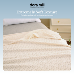 Dora Mill Plain Flannel Jacquard Blanket - Sesuai untuk Pejabat /Perjalanan/Sofa #BXN