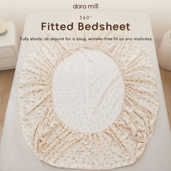 Knitted Cotton Fitted Bedsheet set w/Pillow case & Bolster case