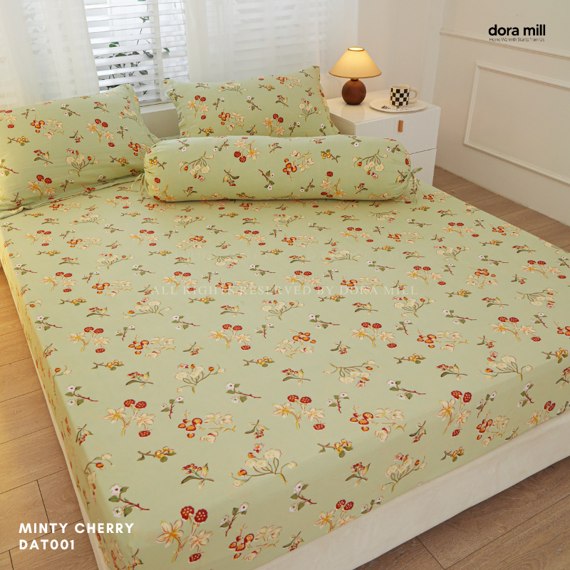 Washed Cotton Linen Fitted Bed Sheet Set with Pillow and Bolster Case by Dora Mill#DAT