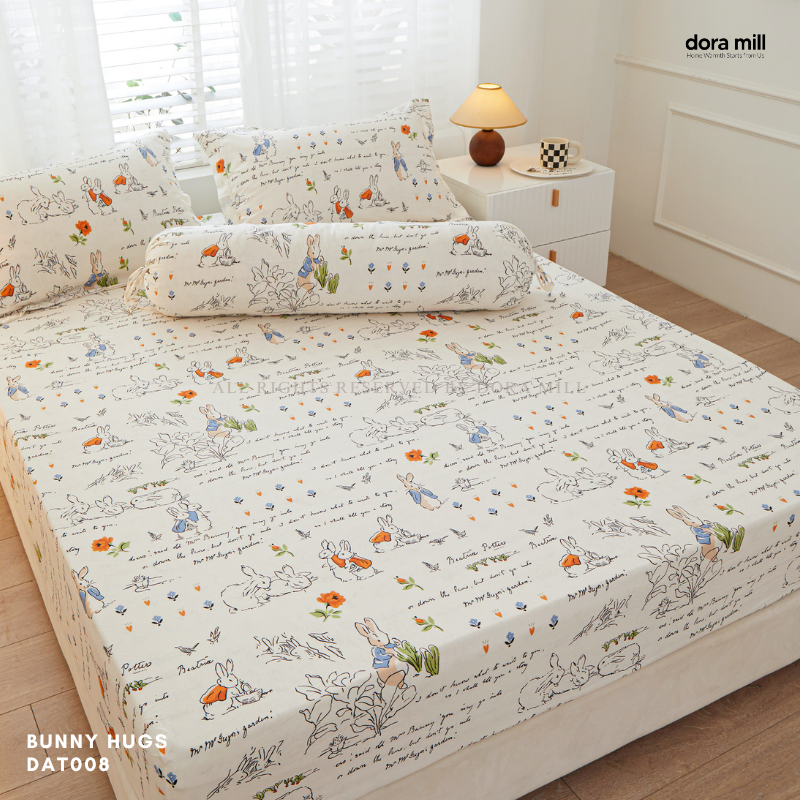 Washed Cotton Linen Fitted Bed Sheet Set with Pillow and Bolster Case by Dora Mill#DAT